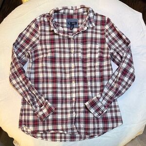 GAP Red and White Plaid Button-Down Shirt